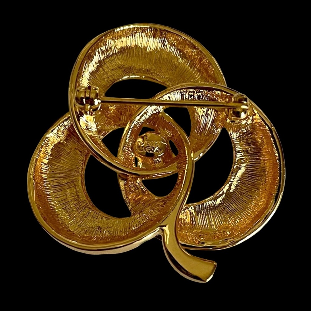 Vintage Joan Rivers Gold Plated Floral Clover Brooch - Picture 5 of 6